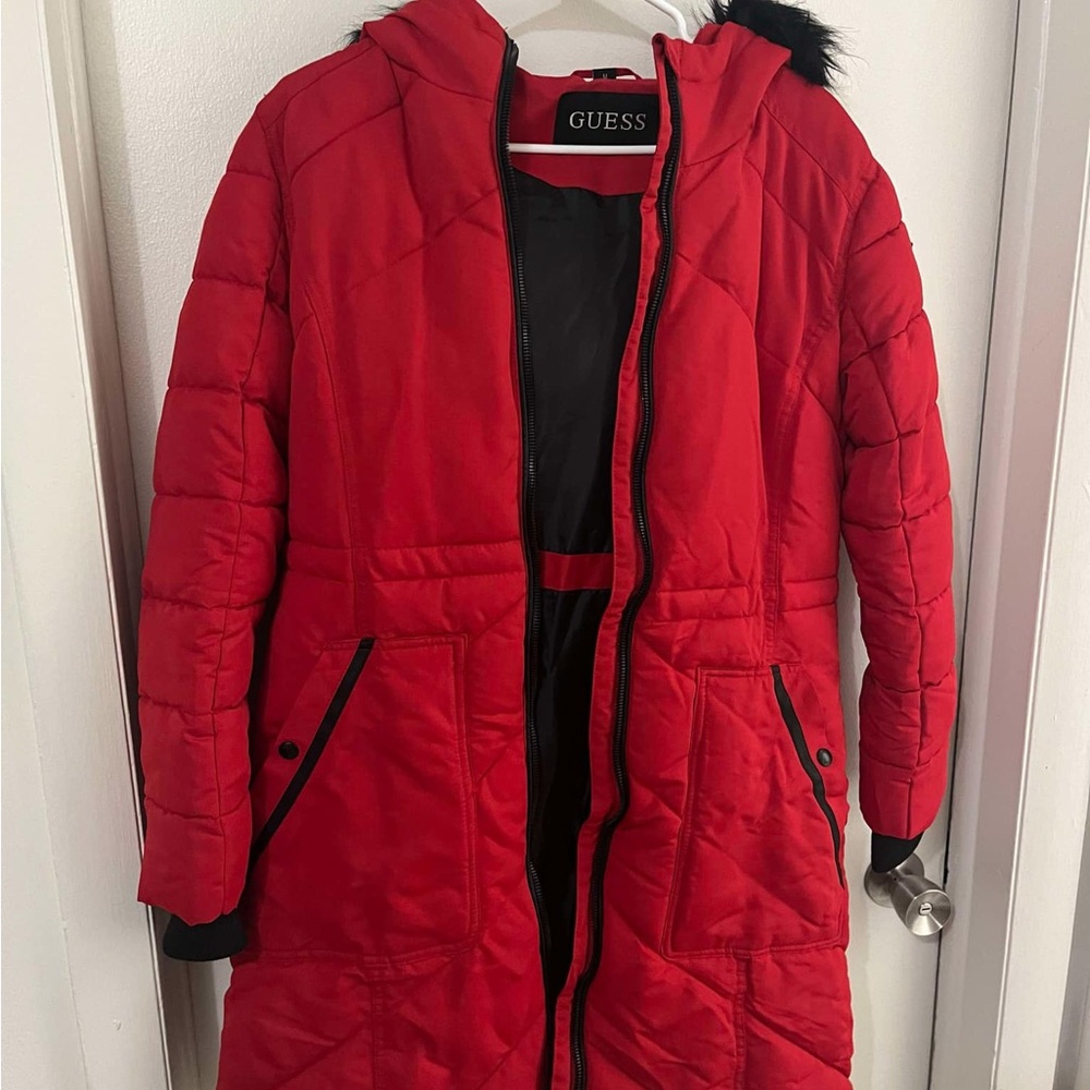 GUESS Women's Red Quilted Jacket